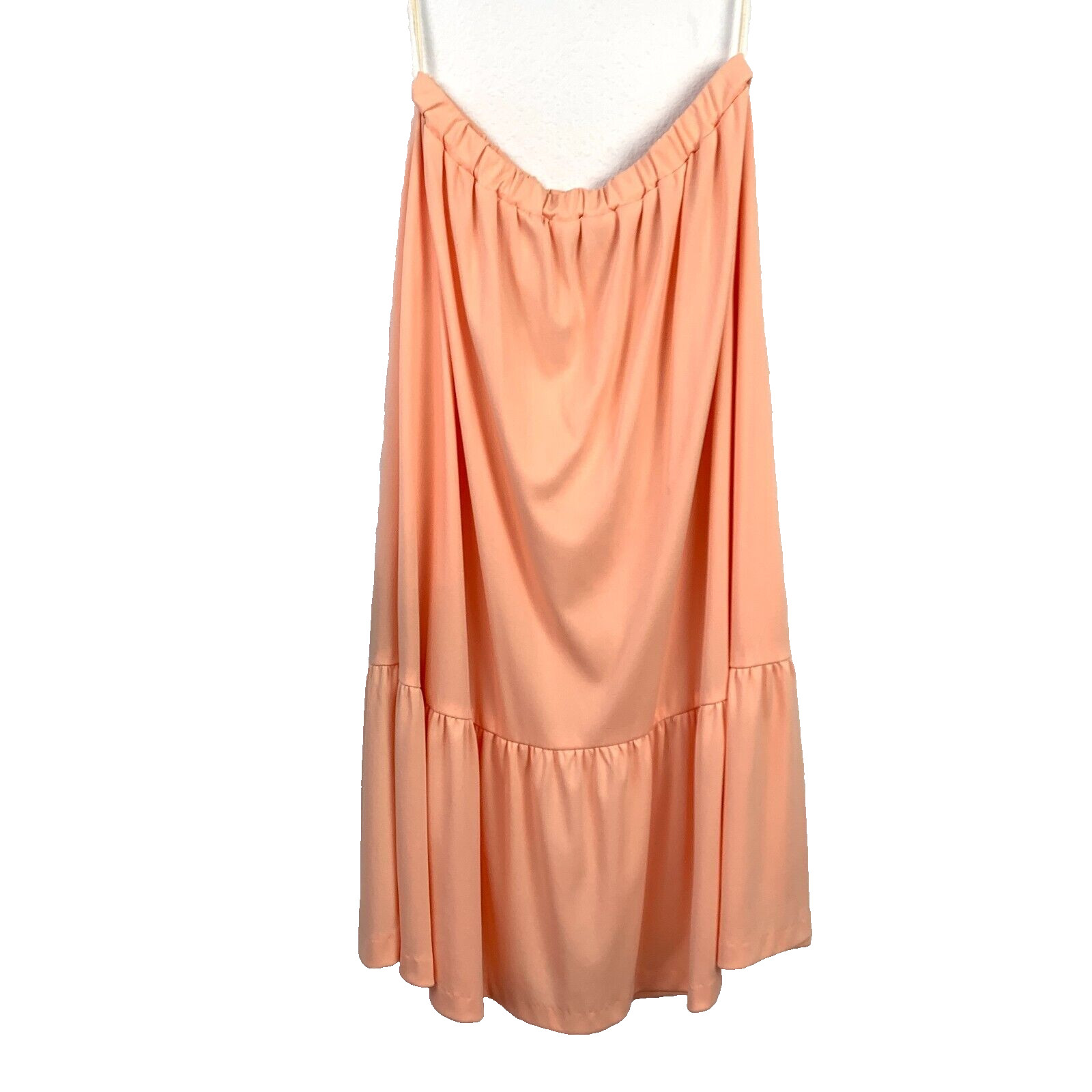 Vintage Peach Hippy Boho Off Shoulder Two-Piece Shirt Skirt Dress Outfit Size 18
