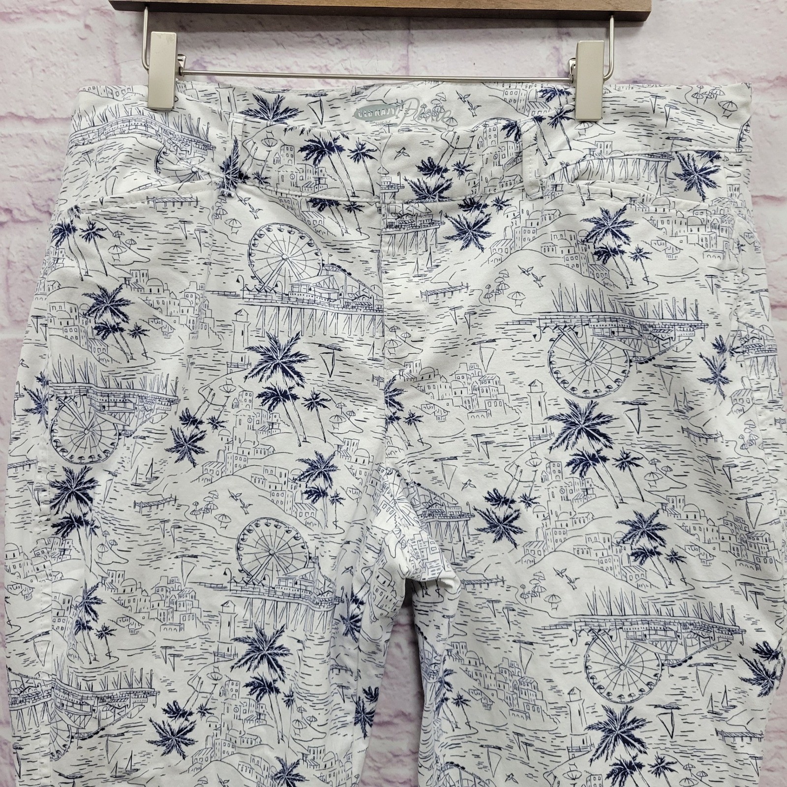 Old Navy Pixie Chino Ankle Pants Wmns 14 Scenic Toile Print Y2K Coquette Preppy
