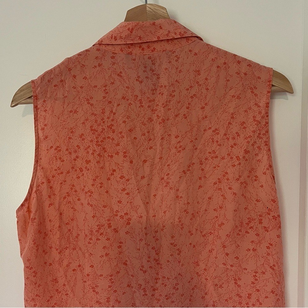 Jones Wear Essentials 100% Pure Silk Vintage Sleeveless Collared Button Peach 🍑