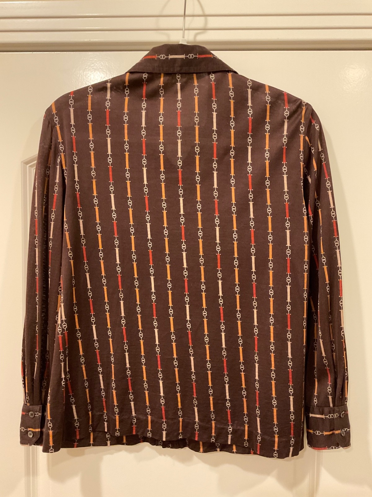 Vintage Celine Paris Chain Link 100% Cotton Button Down Blouse FR44 – US12