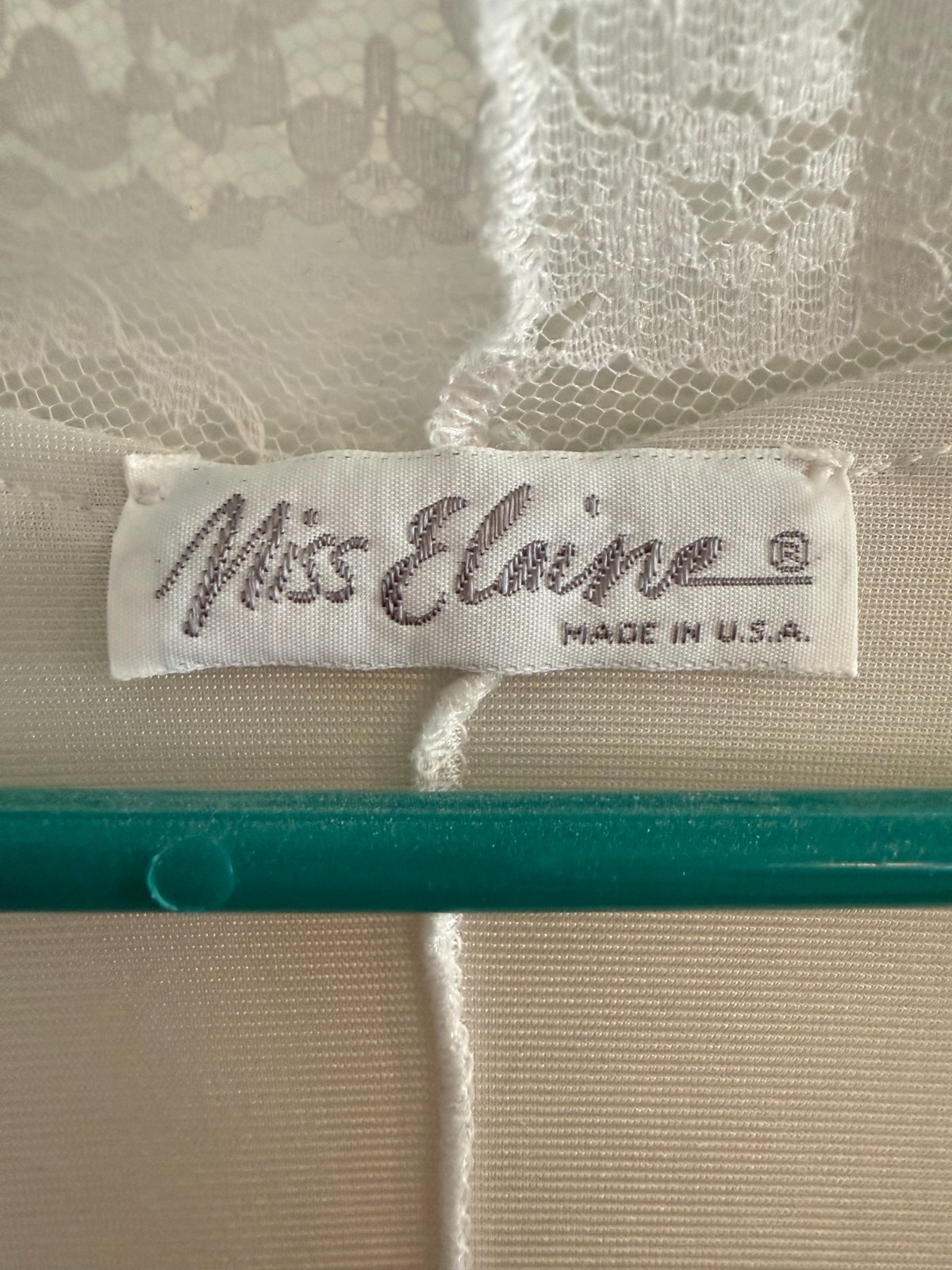 Miss Elaine PEIGNOIR Set Large Nightgown & Robe Negligee Silver Union Made USA