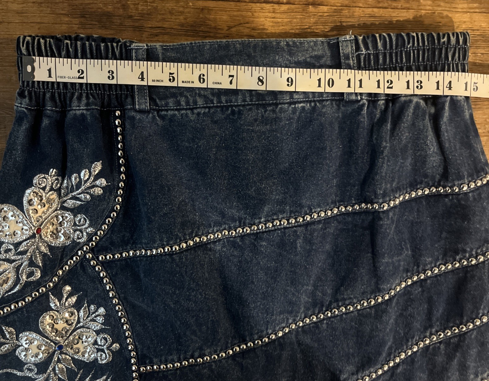 Vintage 80s American Classics Denim Bedazzled Set| Skirt & Jacket Size Large