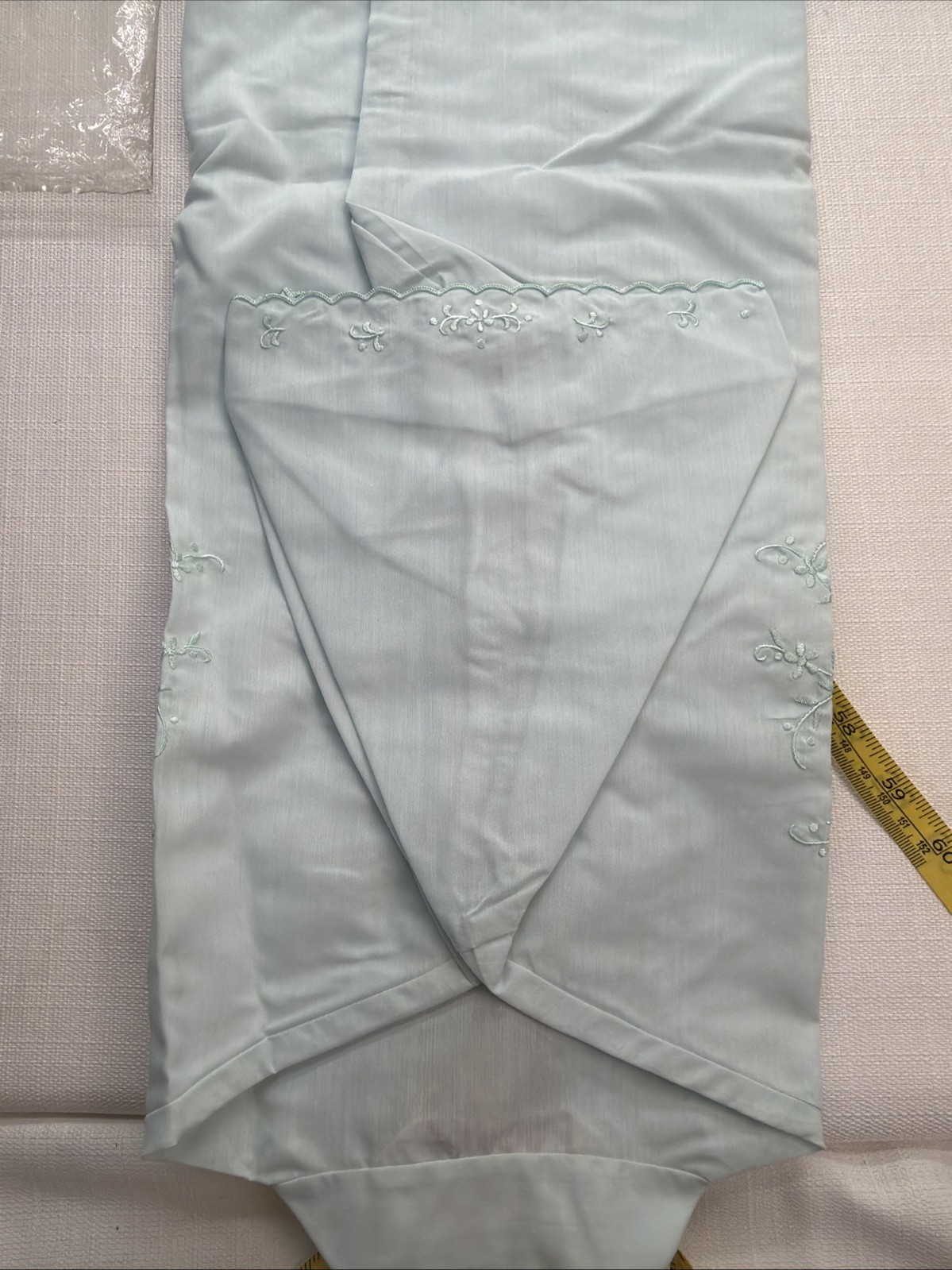 Vintage Daffodil Hand Embroidered High Neck Blue Top Shirt Blouse – Size 40 -NWT