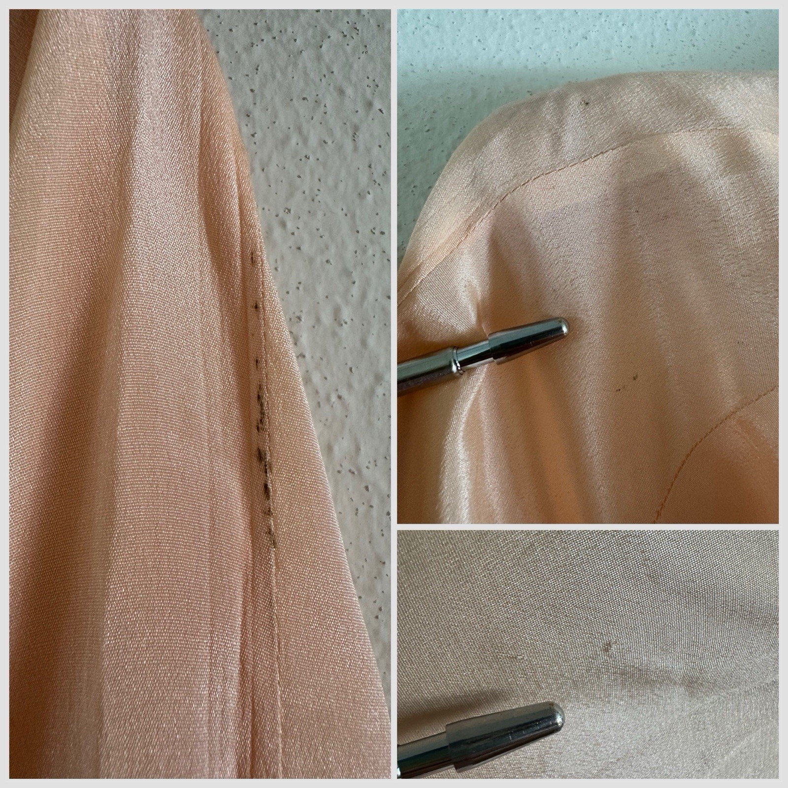 1930s 40s Peach Rayon Satin Robe Art Deco Wrap Boudoir Dressing Gown S Vintage