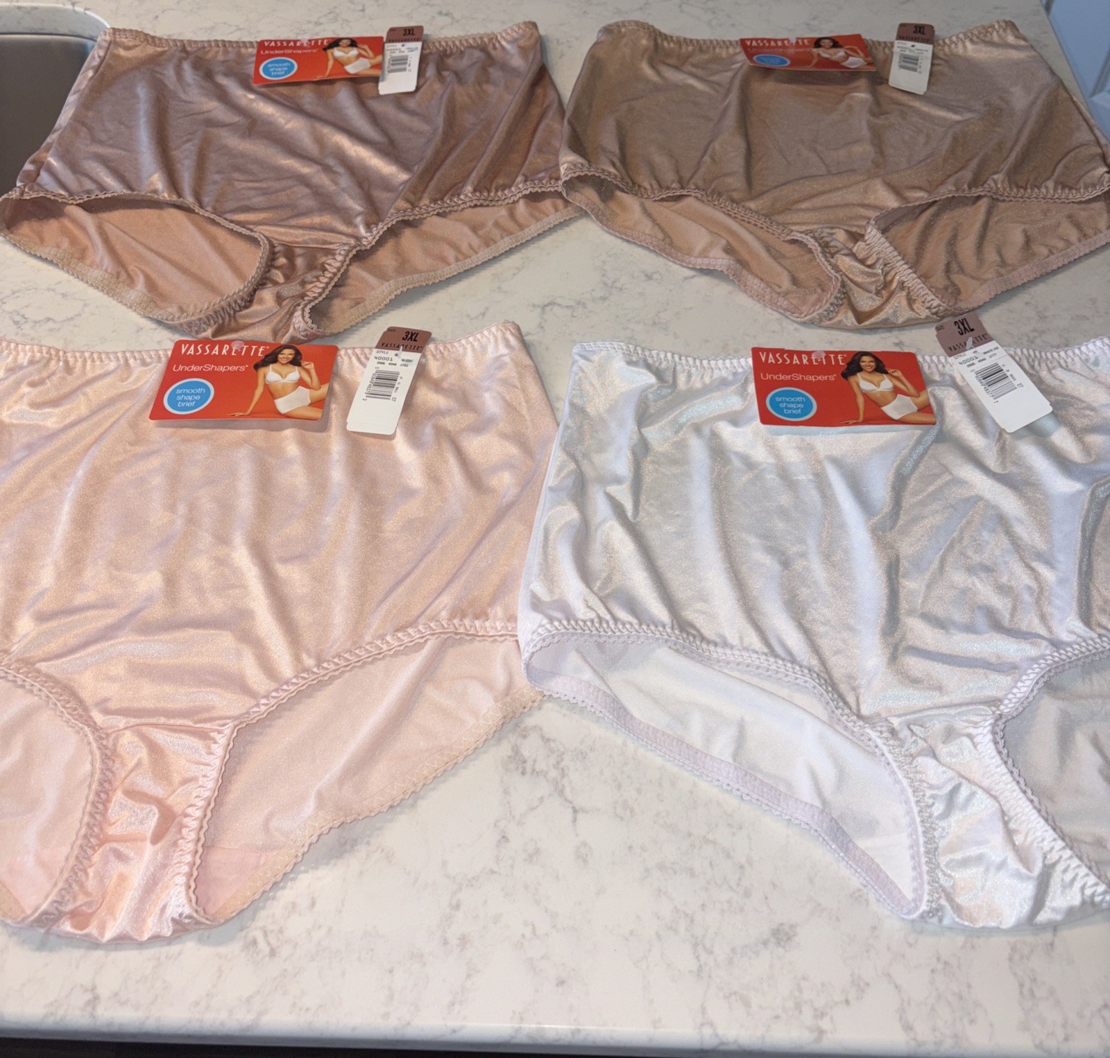 NWT Vassarette Smooth Shape Brief Undershapers #40001 3XL, 2010 Lot/4