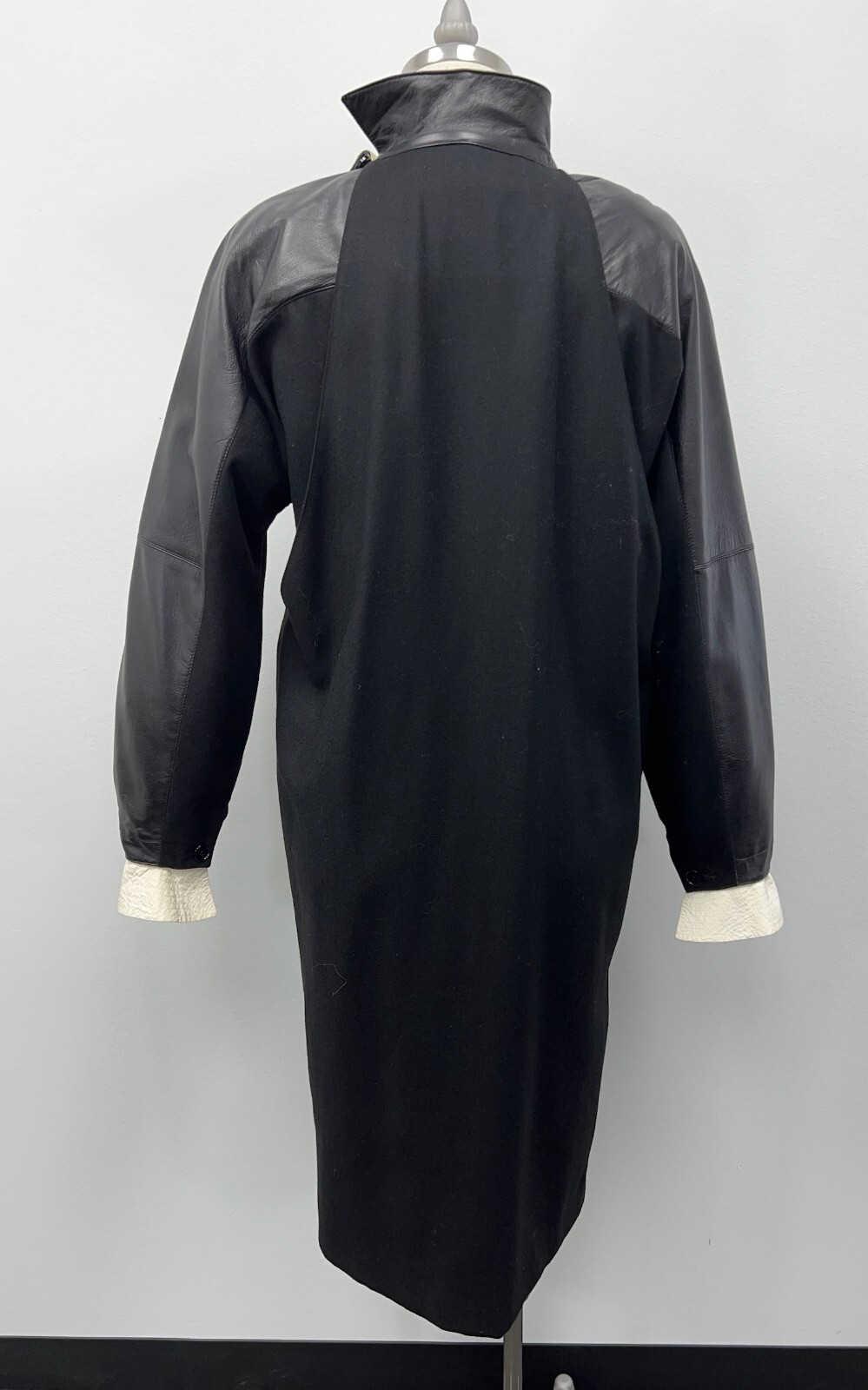 VTG 1980&rsquo;s Gianfranco Ferre black leather & wool dress, avant-garde, new wave