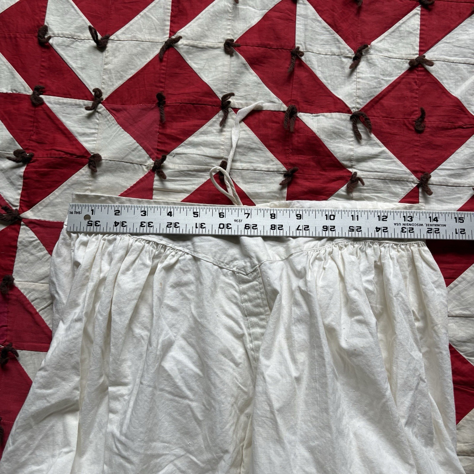 Vintage Antique White Cotton Bloomer Shorts Women’s Open Leg As Is Tiered