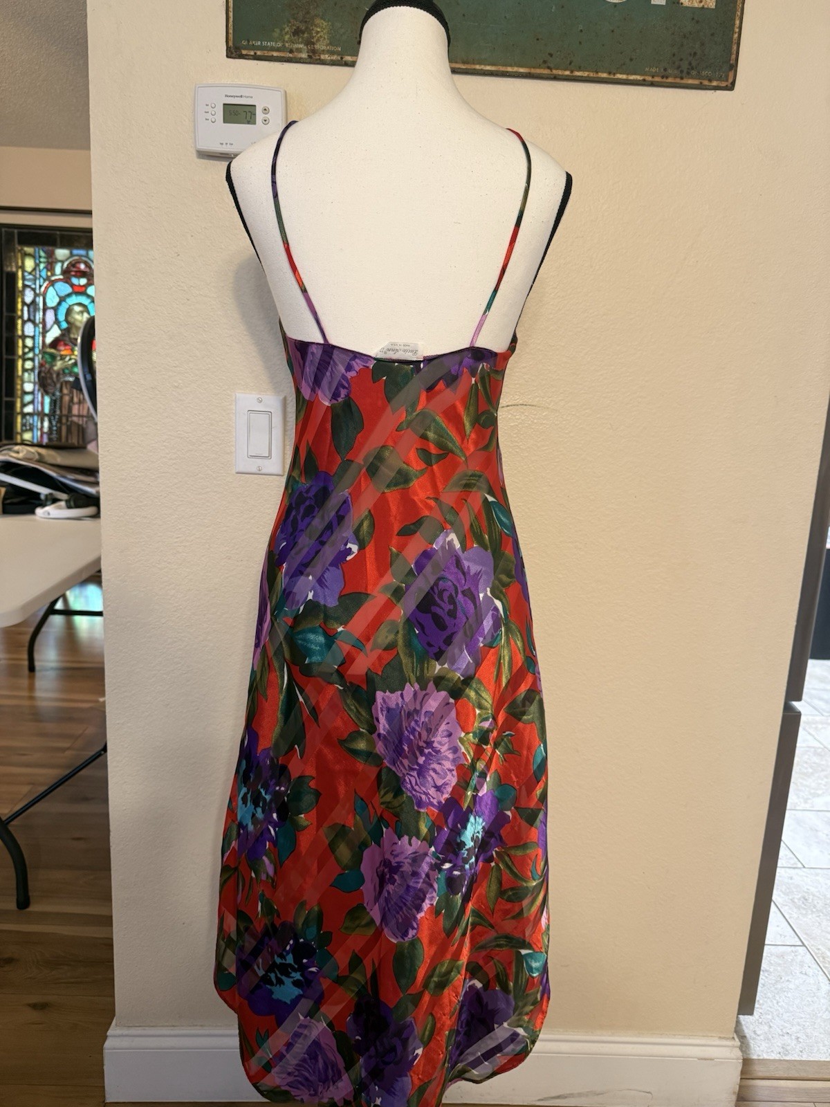 Vintage Lucie Ann USA polyester Small Chemise Long Dress Maxi Nightgown Floral