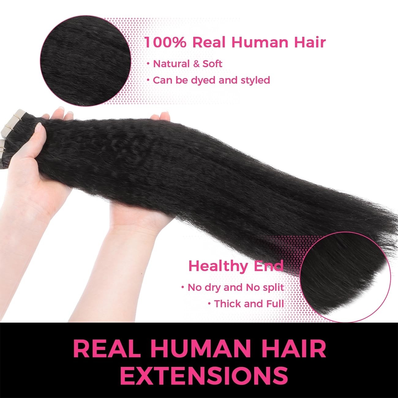 Lashey Tape in Hair Extensions Human Hair Natural Black 14 Inch 50g 20pcs