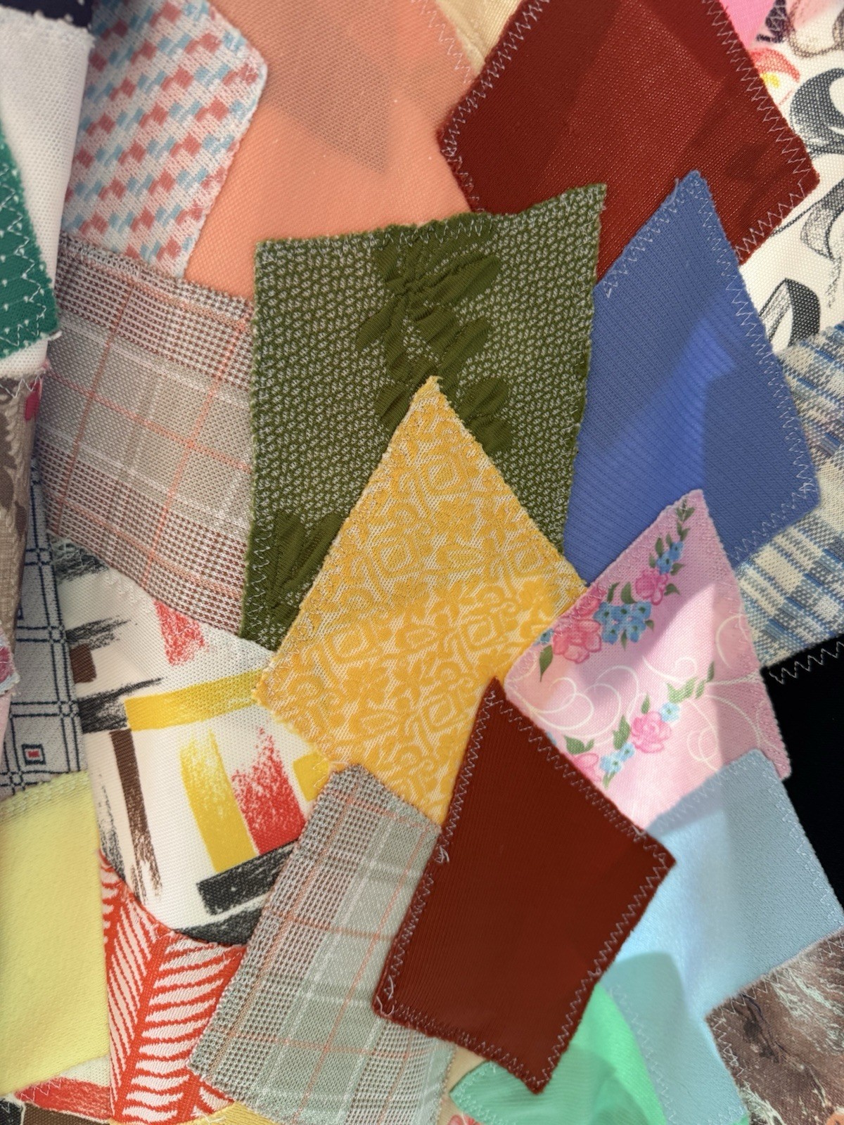 1970s Vintage Crazy Quilt Patchwork Jacket Preppy Lilly Pulitzer Vibe – Med/Lg