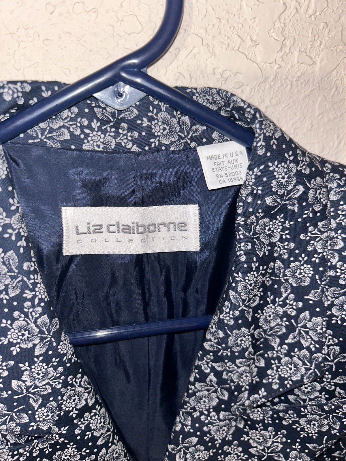 Vtg Liz Claiborne Knee Length Skirt Sz 8 Suit Jacket Blazer Sz 6 Blue Floral Y2K
