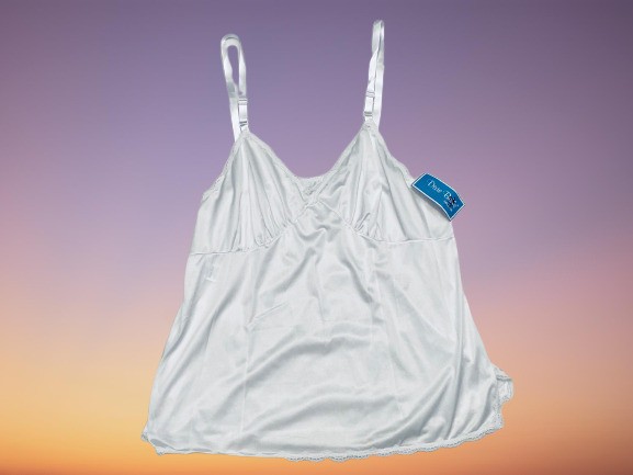 Dixie Belle Style 03511 Women&rsquo;s White Laced Adjustable Strap Camisole Sz 42 Vtg