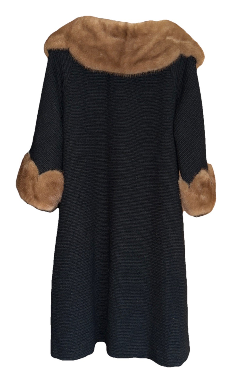 Robert’s Glam Hand Tailored 50&rsquo;s Wool Coat with Fur Collar & Cuffs Women’s Large