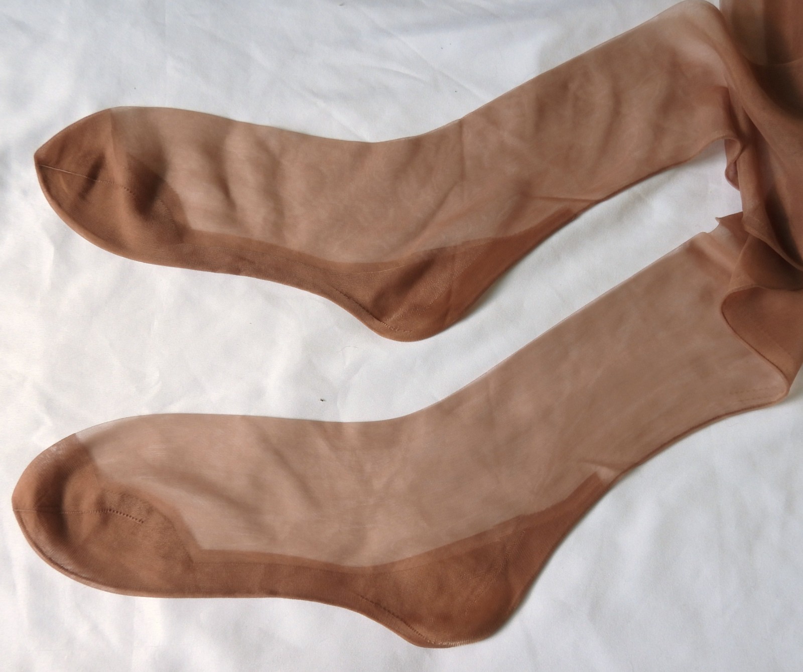 NOS Vtg Schiaparelli FF Cuban Plain SEAMED Silky Nylon STOCKINGS sz 10 30.5&Prime;