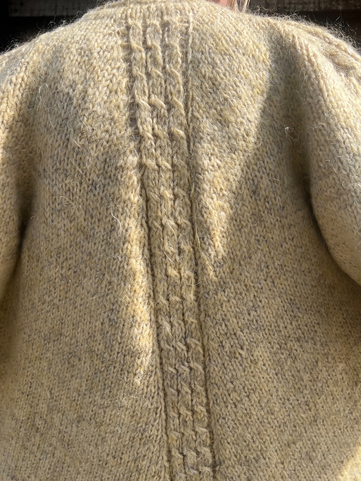 Vintage hand knitted opera/swing coat with bell sleeves, approximately medium