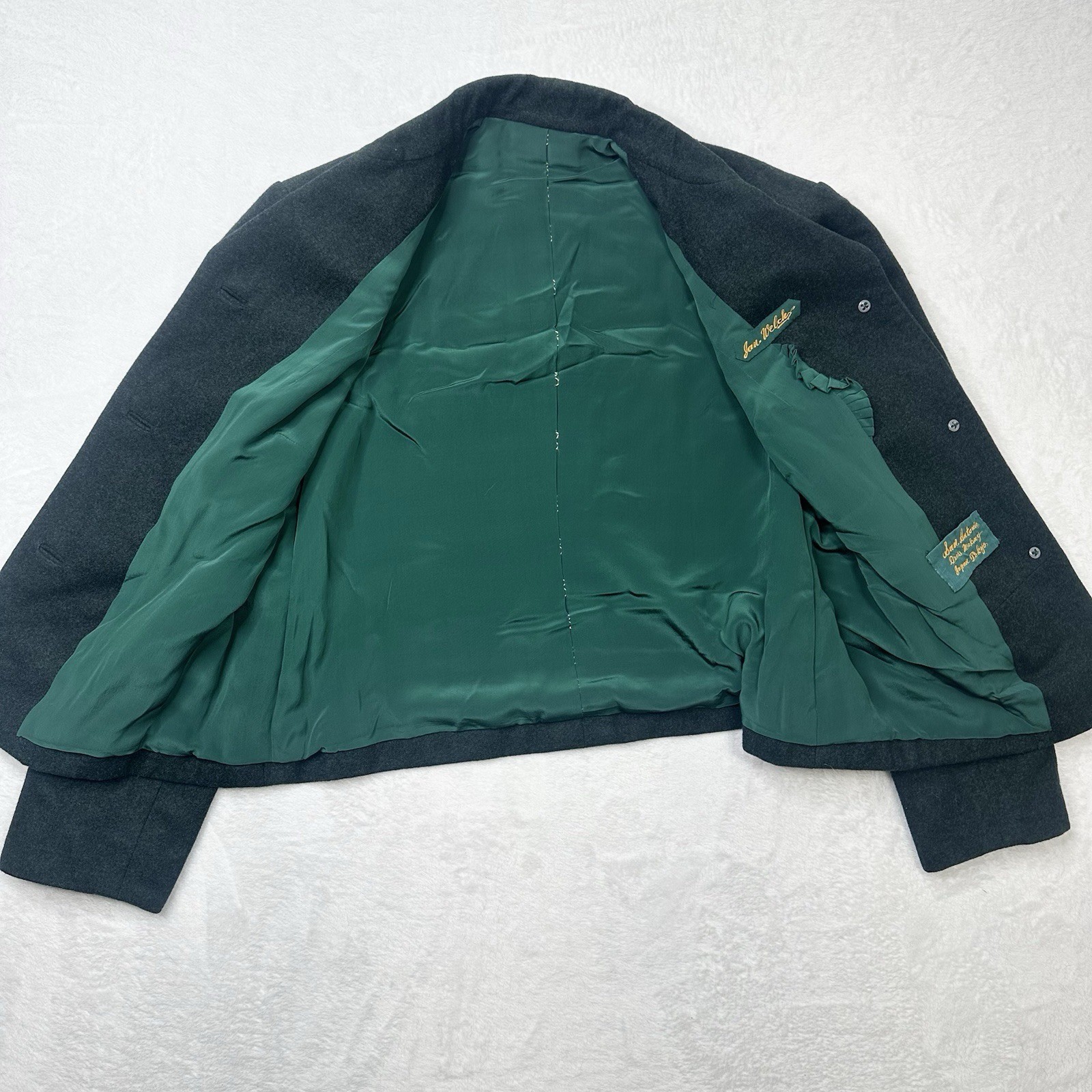 Vintage Wool Jacket Womens Small Hunter Green Handmade Japan 40s 50s Jan Welch