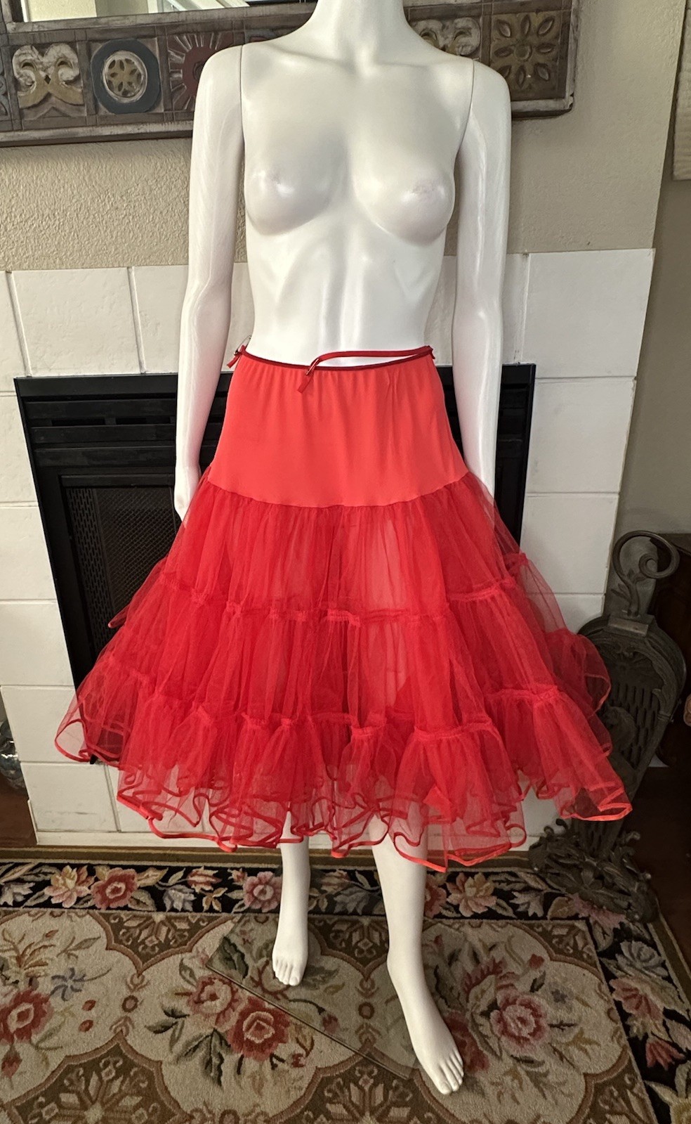 Vtg Red Malco Modes Western Square Dance Petticoat Crinoline Womens Medium USA
