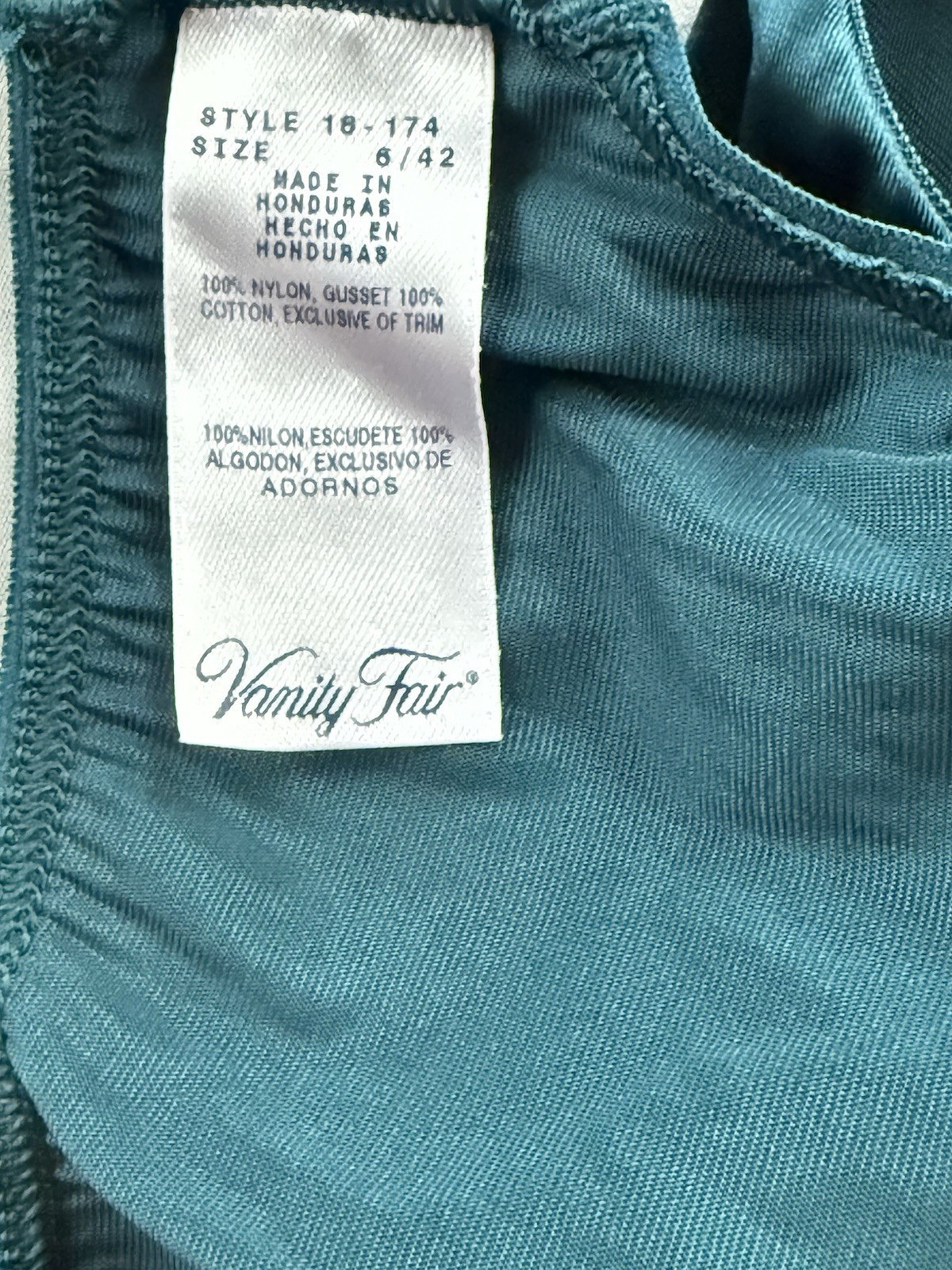 Vtg Vanity Fair Panties Second Satin High Cut Brief Pretty Peacock Blue Teal 6 M