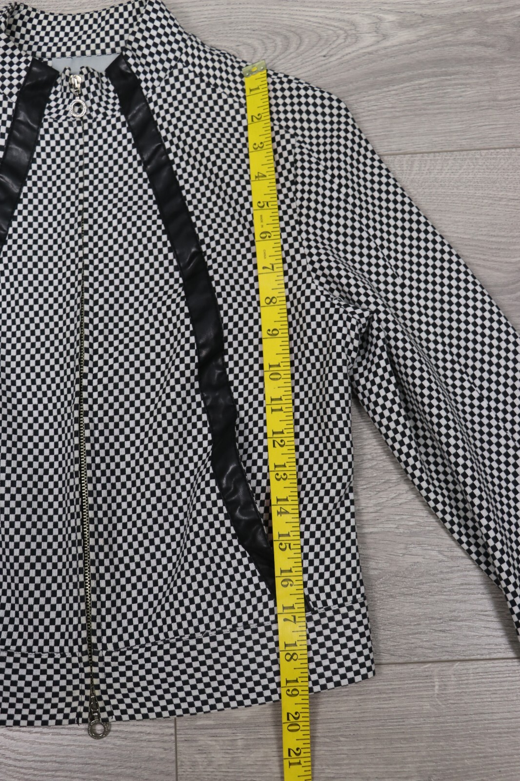 VERSACE JEANS COUTURE White/Black Checkerboard Cotton Zip Jacket Womens Sz S