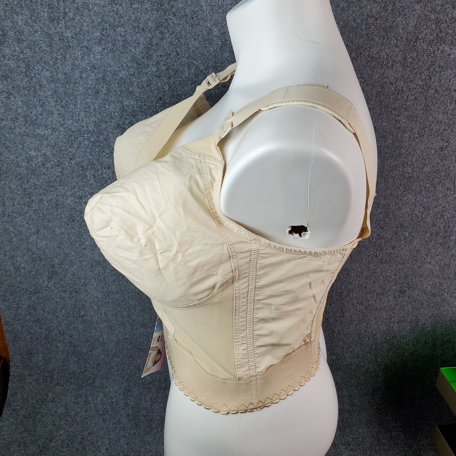 VTG Long Line Bullet Bra Corset Bustier Cincher Shaper 40DD Pin Up Lingerie