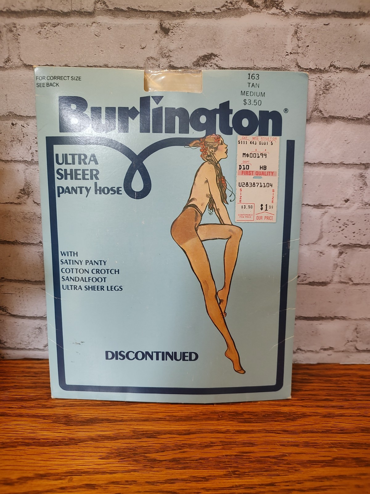 vintage Burlington Ultra Sheer Panty Hose stockings Tan Medium Discontinued