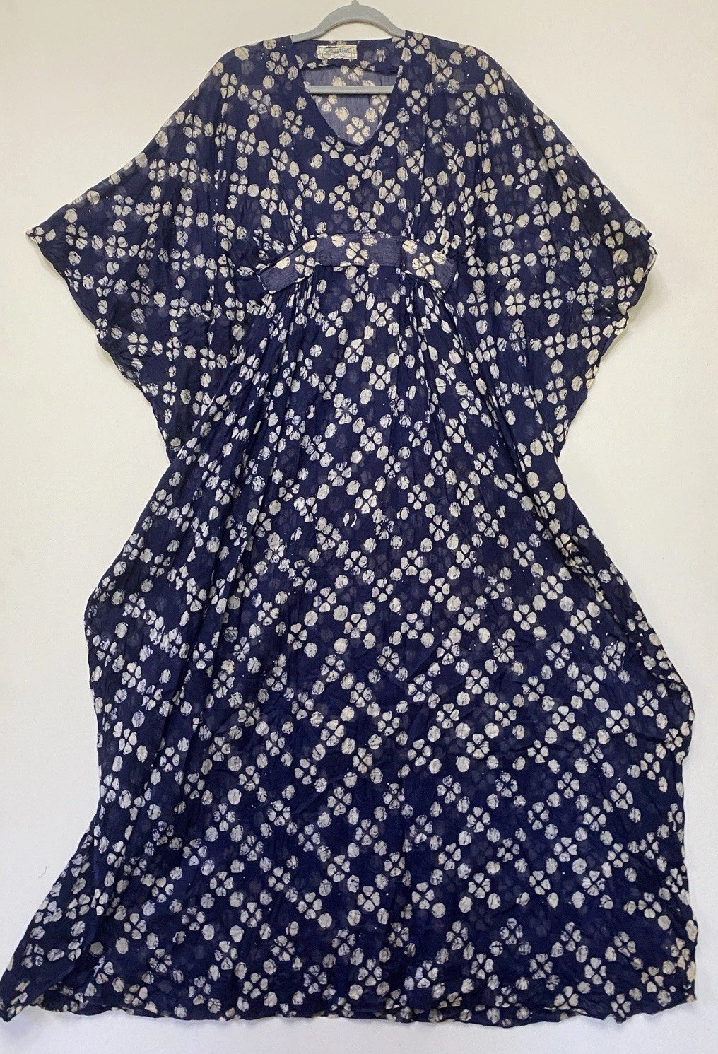 Vintage Batik M Fine Cotton Lightweight Kaftan Mumu Dress Cover Up