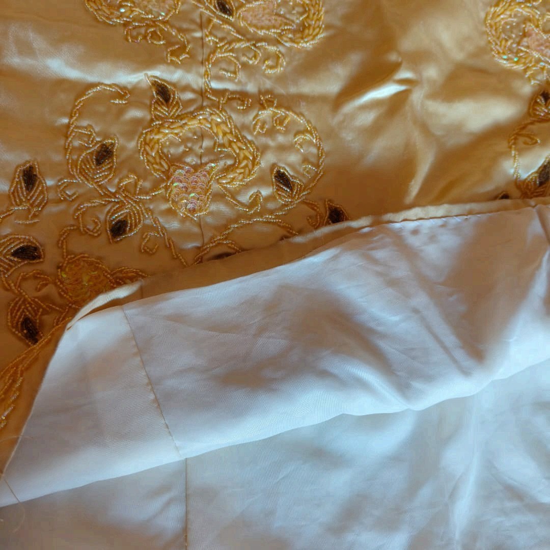 Vintage Algerian Constantine Chemsa Gandoura Gold Embroidered Dress Used