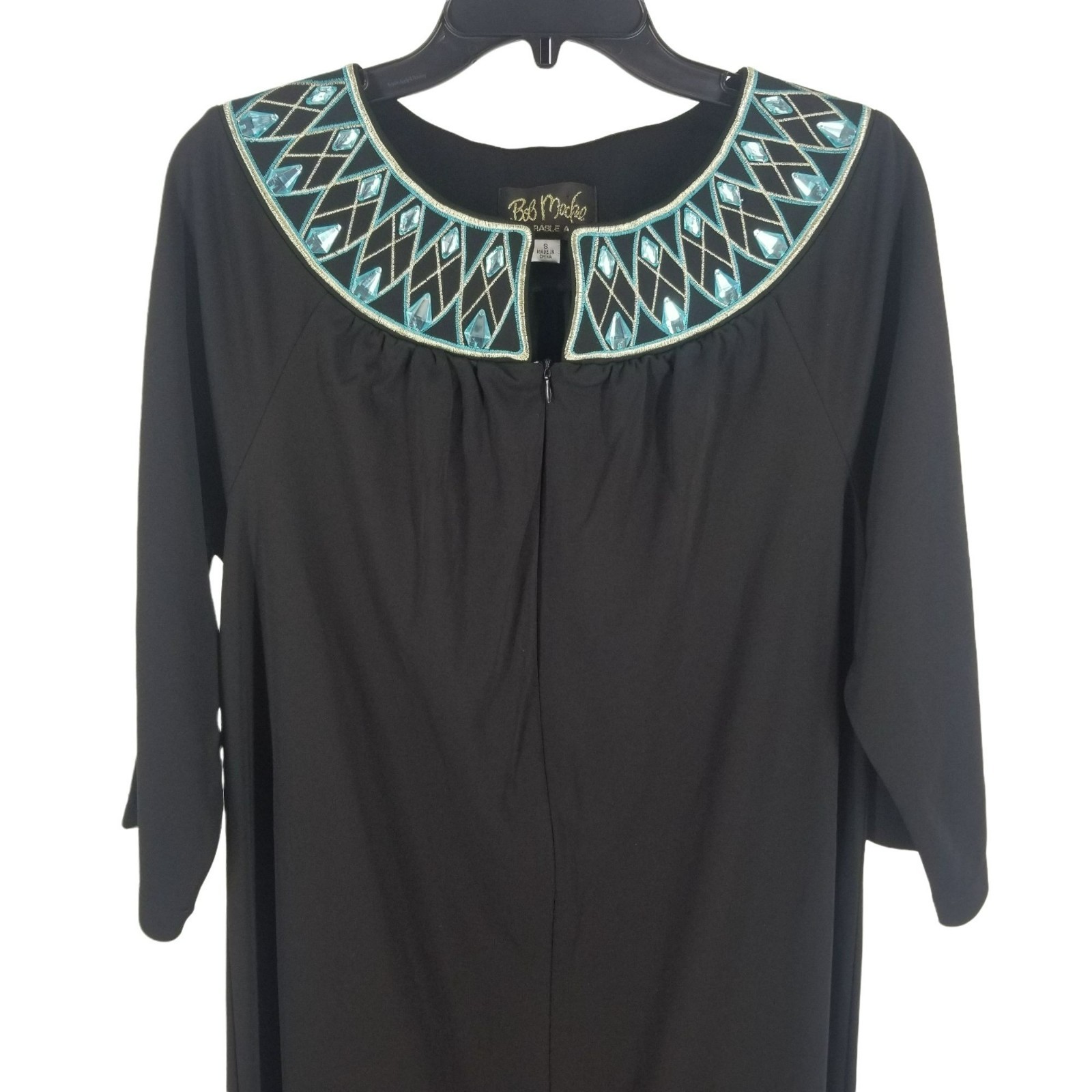 Vintage Bob Mackie Black Teal Rhinestone Bling House Coat Robe Glam RBG Costume