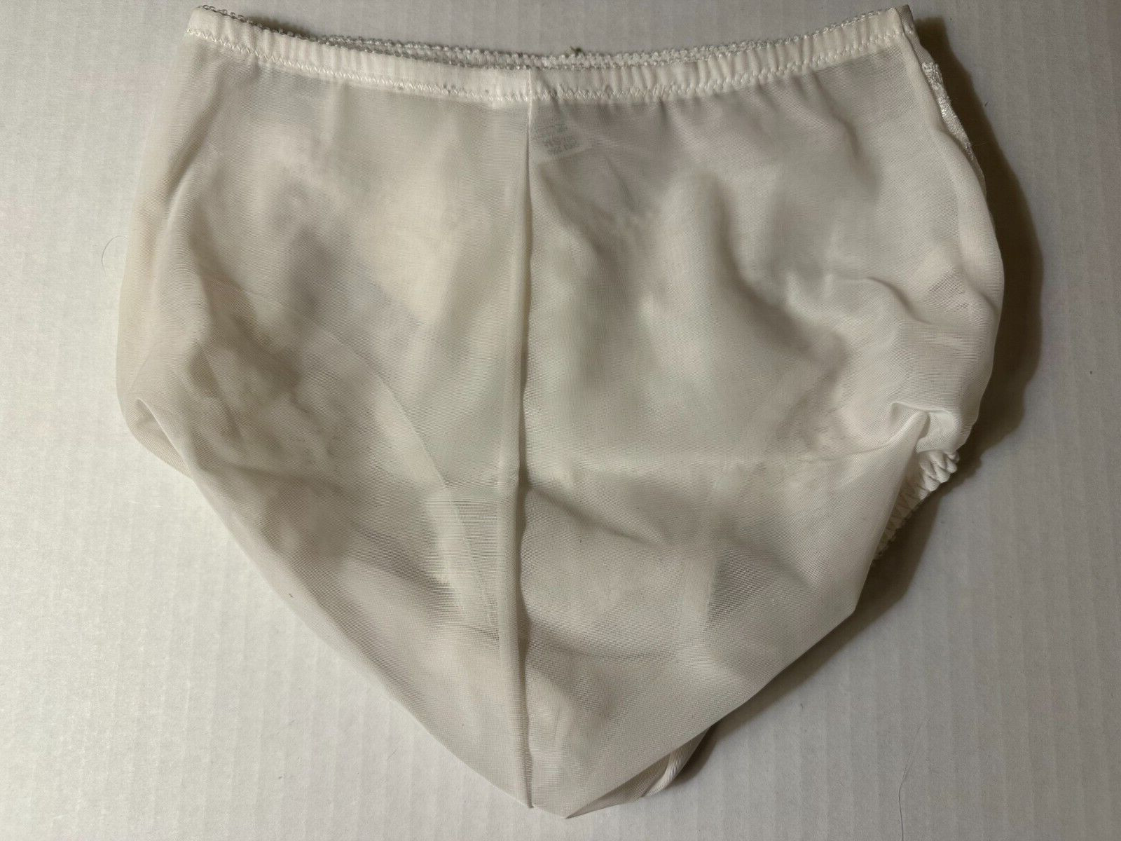 NOS Va Bien * S * 3500 * Sheer White Nylon Spandex Brief Panty Cotton Gusset USA