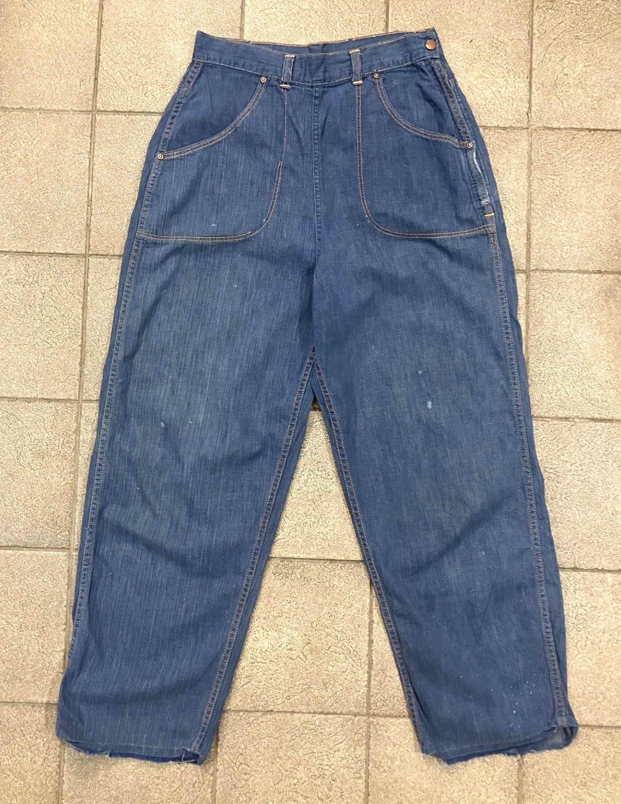 AS-IS Vintage 1940s Jeannie&rsquo;s Out Of The West Denim Side Zip Jeans