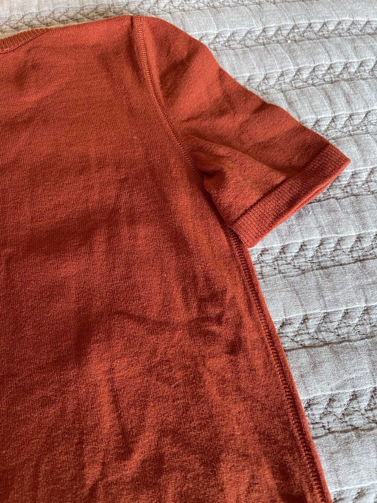 Vintage 70s Courreges Sheer Patch Pocket Logo T-Shirt Burnt Orange – SEXY!