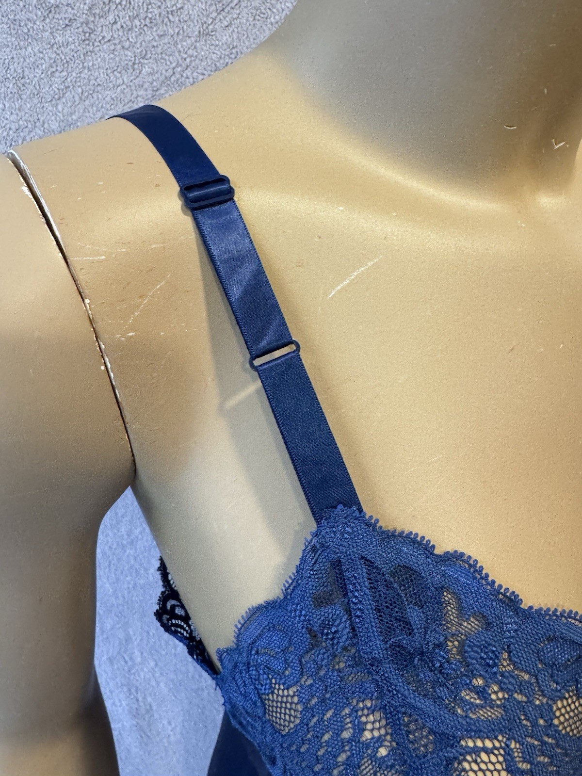 Shadowline Full Slip Blue NOS w/Orig Tags, Peek-A-Boo Bodice Lace, Sexy VTG 90&rsquo;s