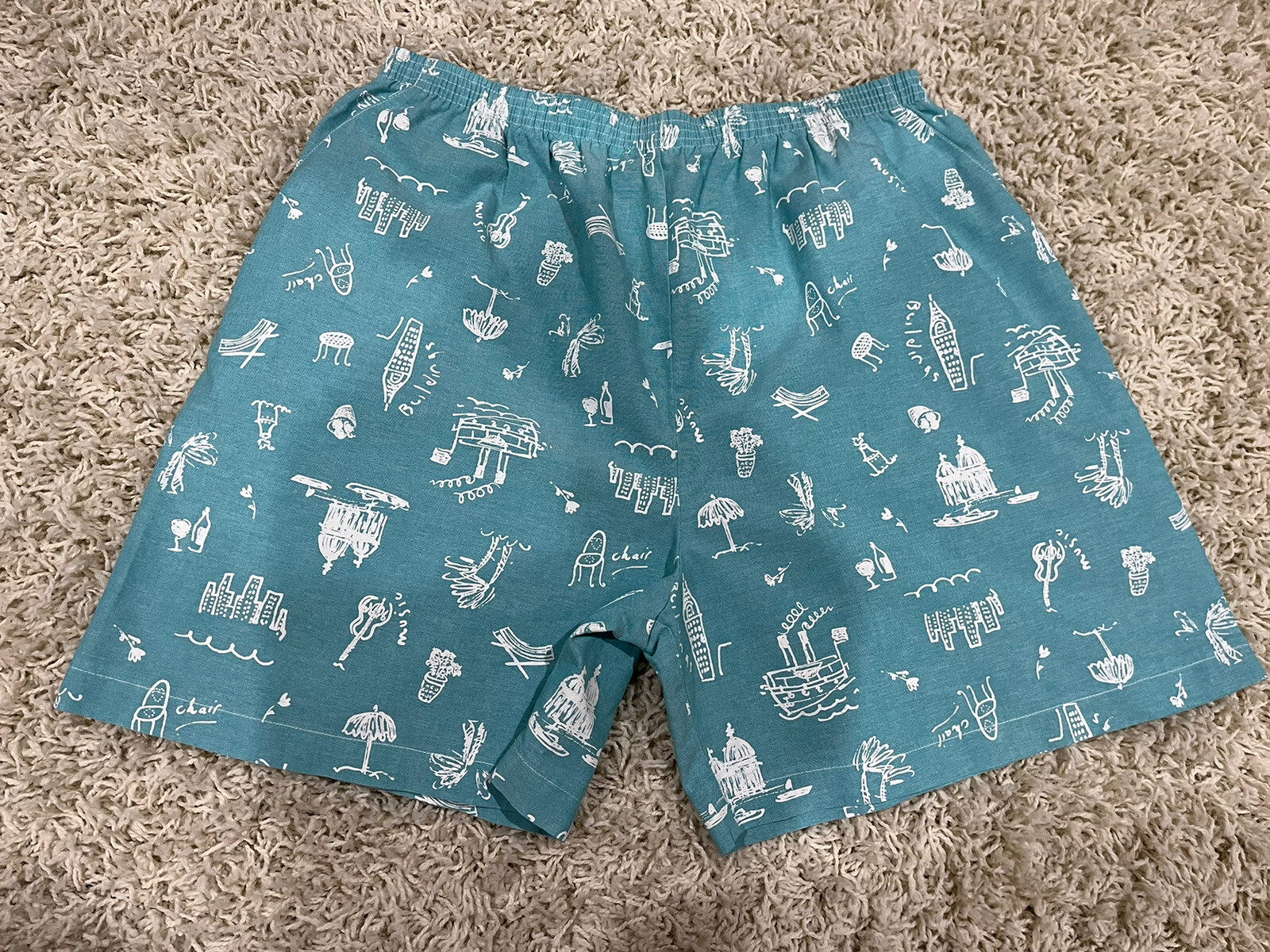 Vtg 80s/90s GW Division Of Graff Graphic Print Shorts Plus Size 18 Blue Pockets