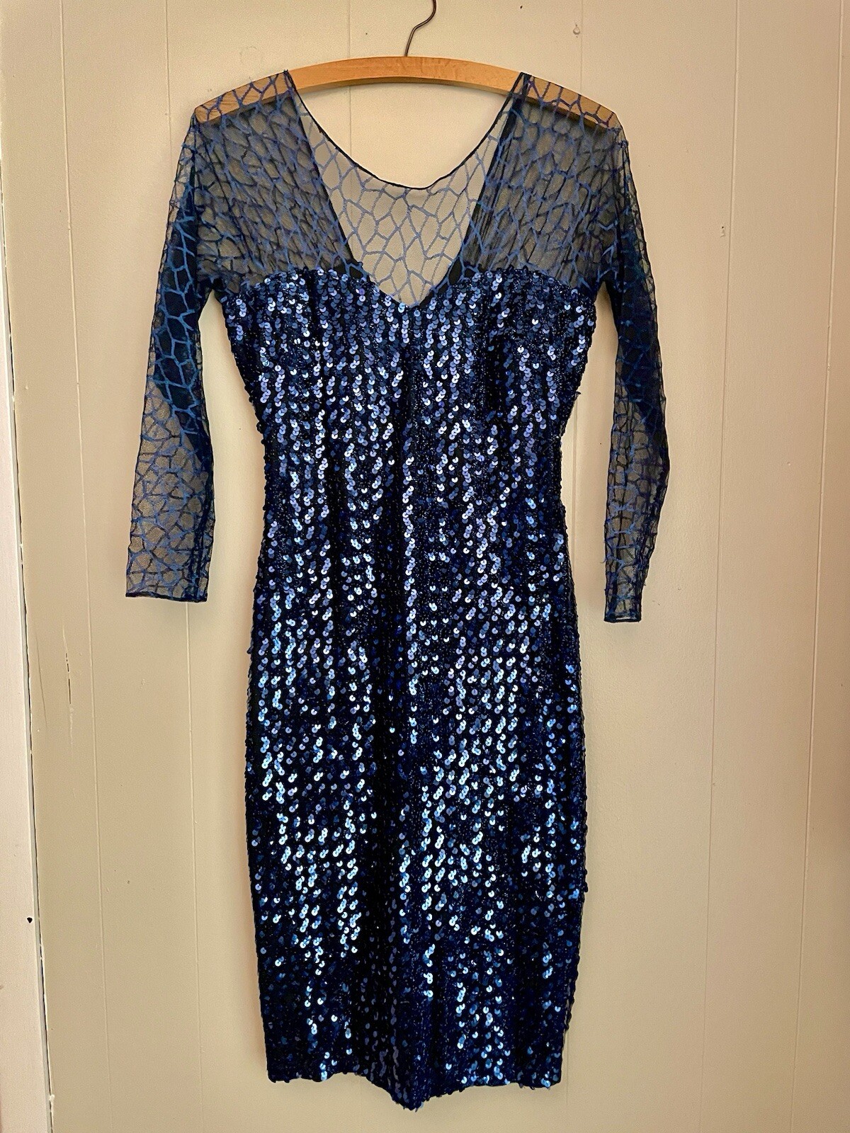 VTG 70’s New Leaf Samir Sequin Wiggle Dress Old Hollywood Cabaret Glam Sparkly