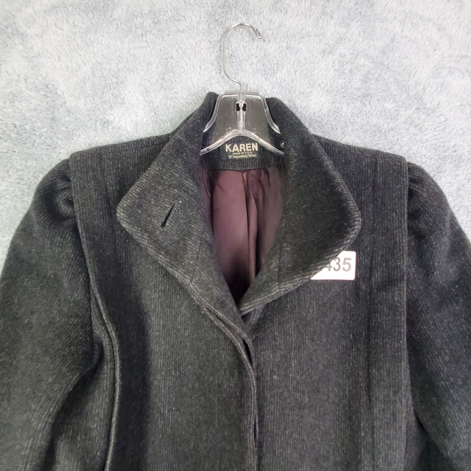 Vtg 70s Womens Jacket Size Medium Gray Wool Cashmere Blend Trench Coat ILGWU