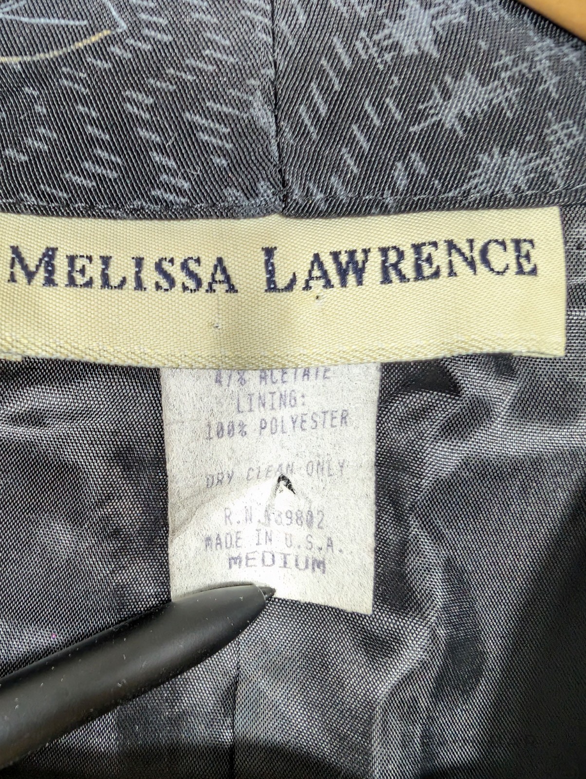 Vtg 80s Melissa Lawrence Blazer M Made USA Acetate Jacquard Floral Shoulder Pads