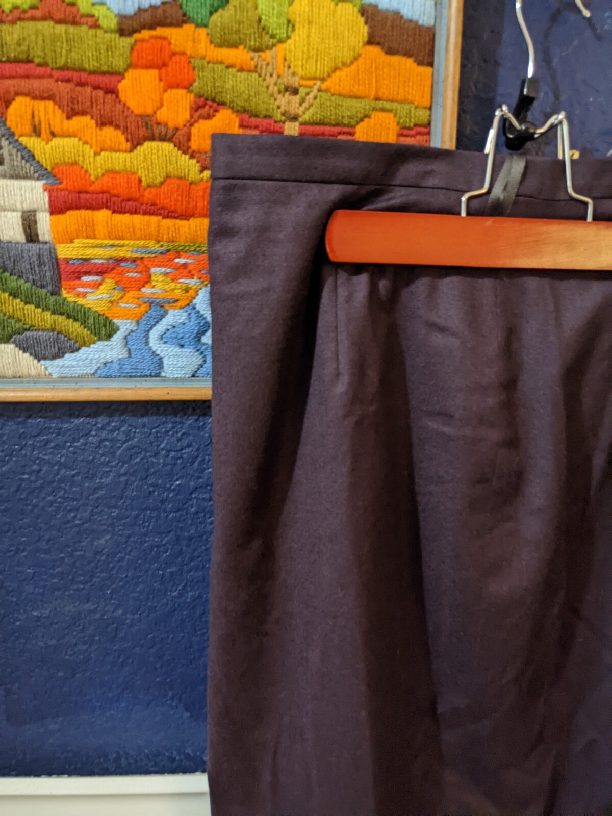 VTG Chester Barrie Straight Pencil Wool Cashmere Blend Purple Skirt Sz 12 Large