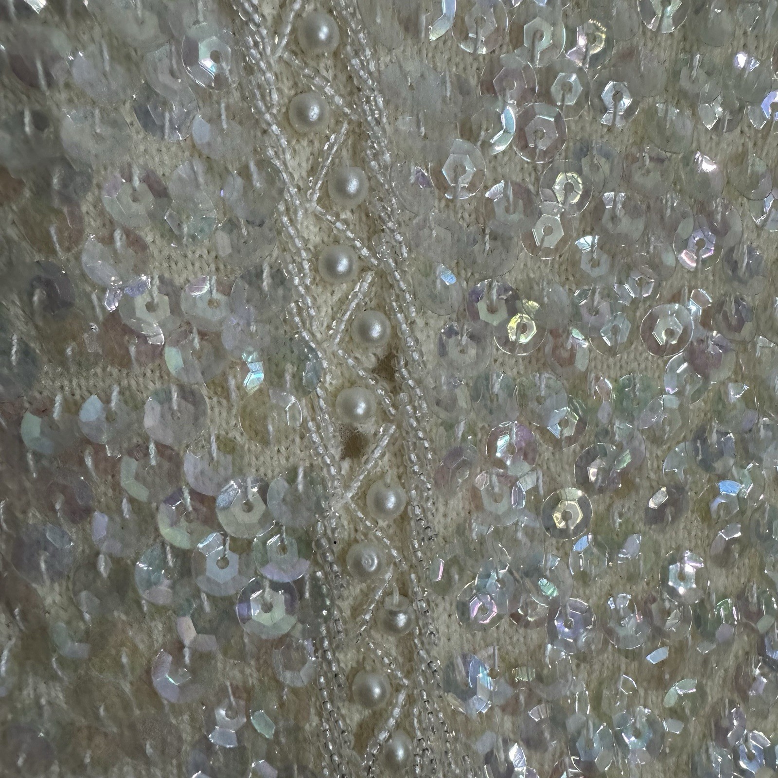 Vintage Alexander’s Beaded Sequin Top Wool Shell Made in Hong Kong Sz L