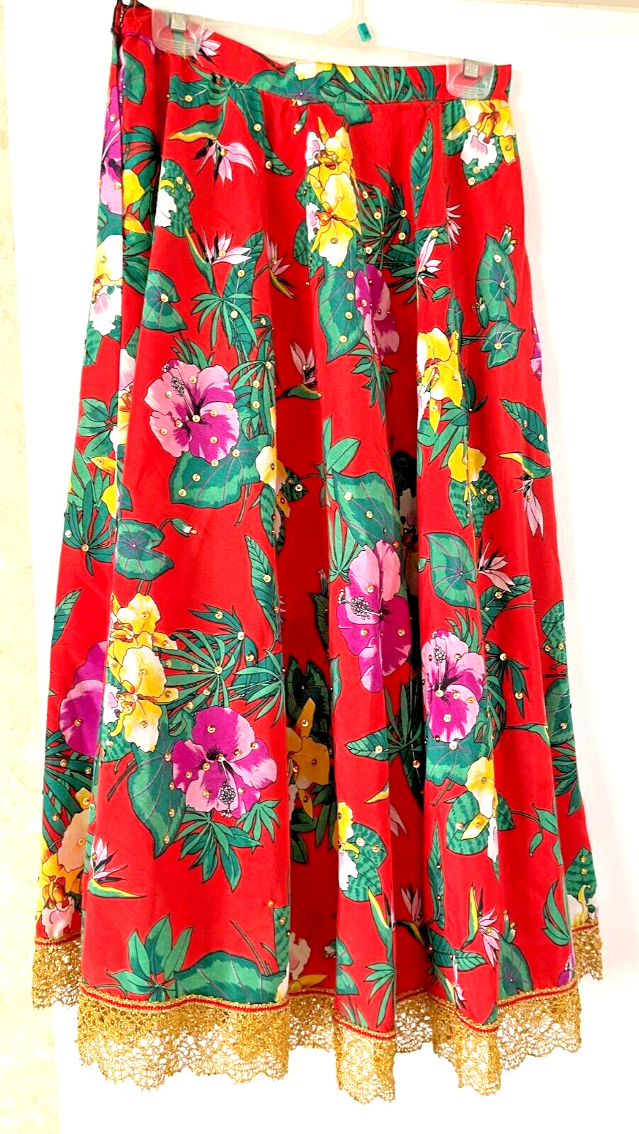 RARE Giorgio Sant&rsquo;Angelo Marjer-Parts VTG 80s FLORAL HOLIDAY MAXI Full Skirt-10