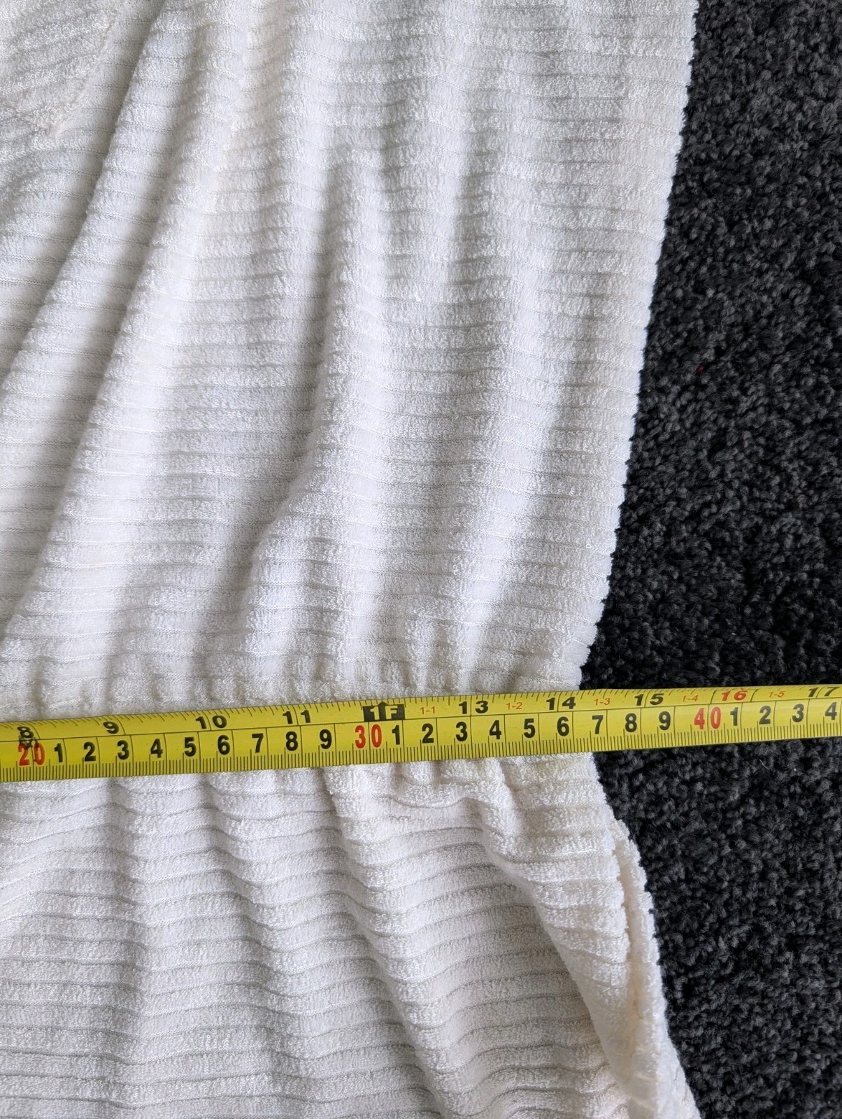 Vtg 1970s 80s Textured Terry Cloth Dress Swim Cover-up White Sz L Belted V-Neck
