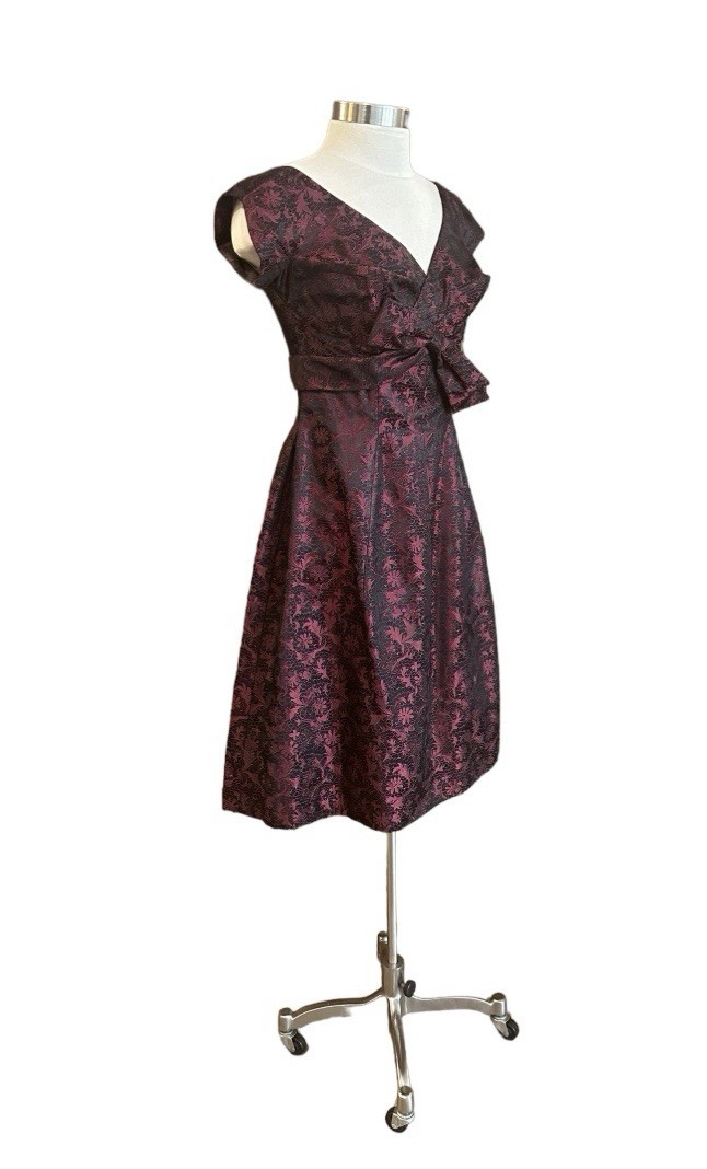 Vintage 1950’s red Taffeta dress,Bow Accent, Special Occasion Party Dress