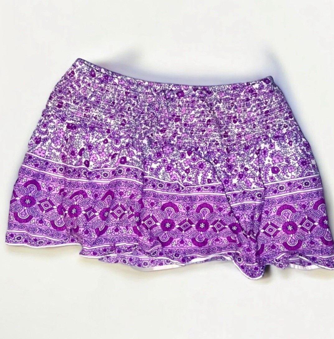 Women&rsquo;s Aerie Purple Ruffled Mini Skirt,Bohemian Style-A-line Floral Sz. XS Y2K