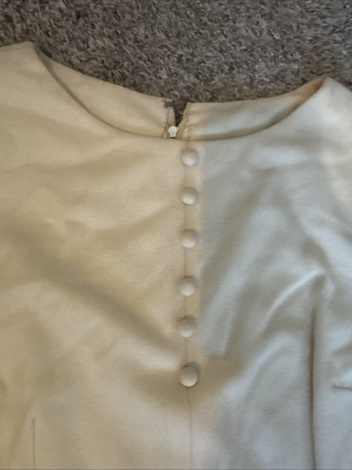 1960s Cream White Wool Longsleeve Shift Dress Winter Bridal