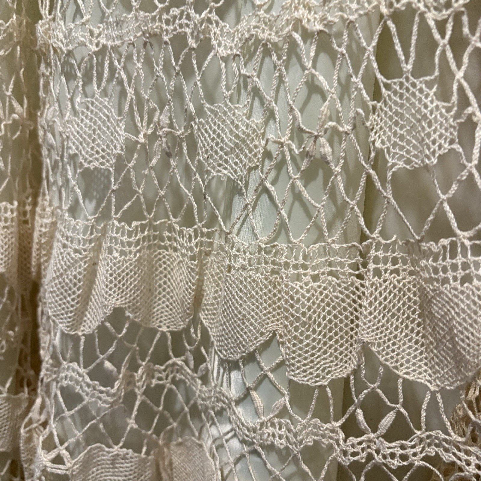 Vintage Handmade Crochet Midi Skirt Cream Size Small Boho Coquette Butterflies