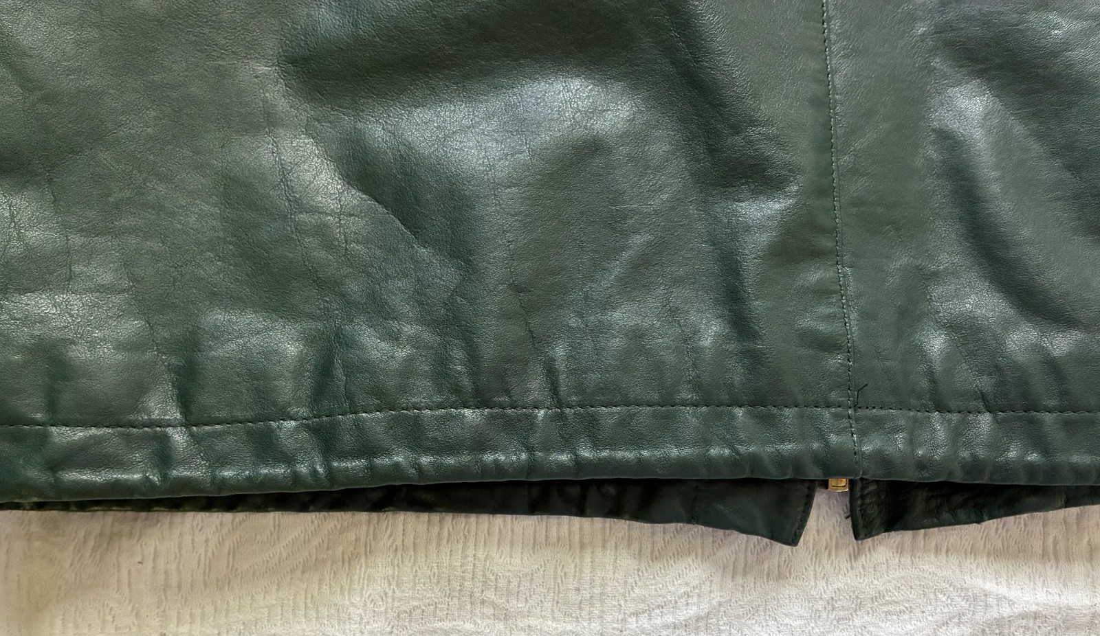 Jacqueline Ferrar Forest Green Leather Parka Coat Women&rsquo;s Large Coyote Fur Hood