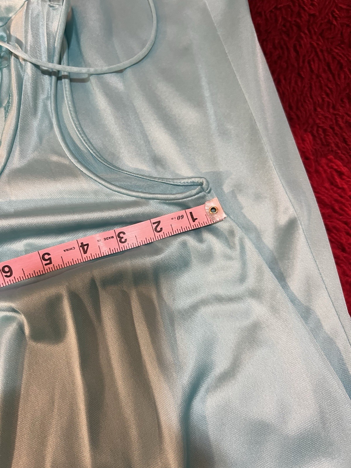 Vtg JC Penney MG Art Deco Silky Nylon Blue Slip Dress Nightgown Small USA **read