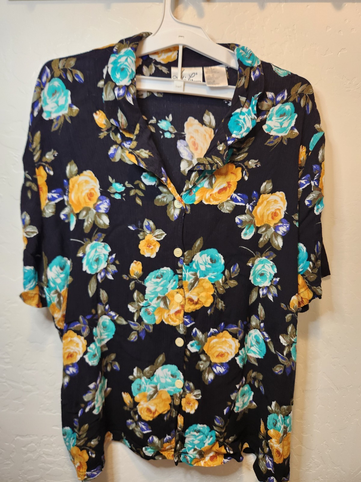 VTG 90s Kathie Lee Floral Button-Down Blouse Spring Summer Plus Size 26W