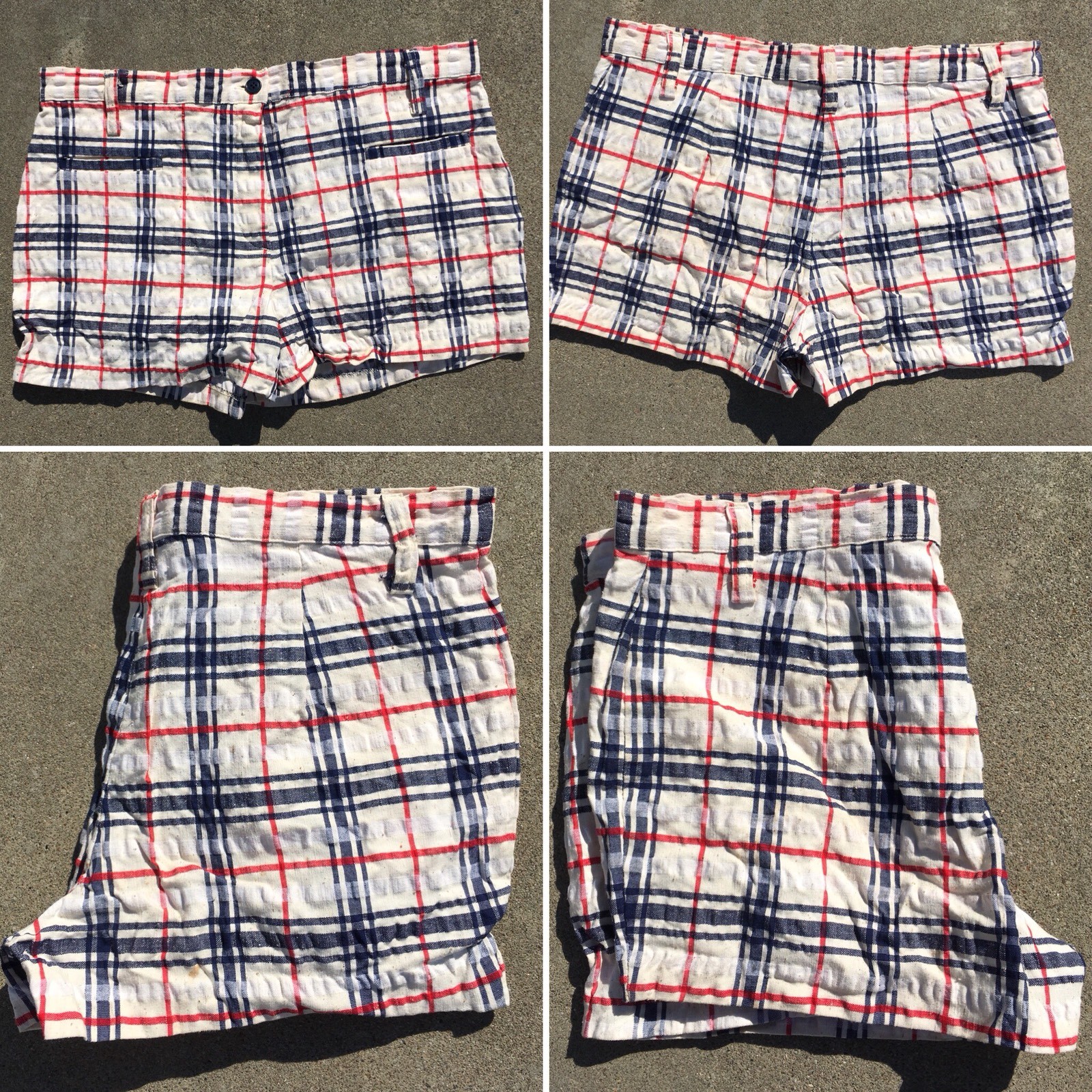Vintage Plaid Shorts Sz 13 33” Waist 11 1/4” Rise Talon Zipper Short