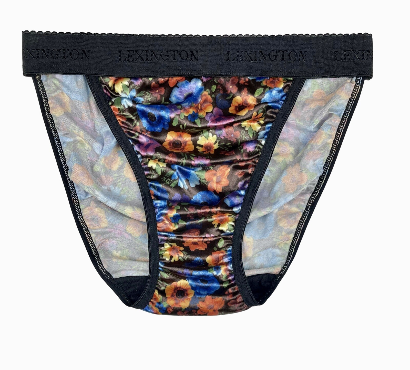 Rio Second Skin Satin Panty Wide Waistband Colorful Floral Print L