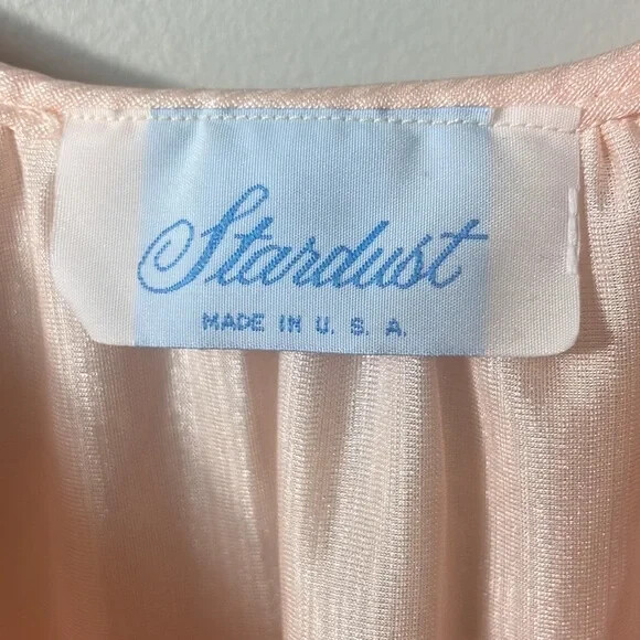Vintage Stardust peach blush negligée 💯 nylon size 42 lace chemise nightie